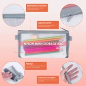 Kalem Kutusu Şeffaf File Yıkanabilir Mesh Kalemlik - Siyah thumbnail 5