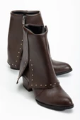 Kadın Sivri Burun Kahverengi Cilt Detaylı Topuklu Bot thumbnail 1