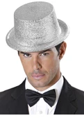 Gümüş Renk Uzun Plastik Simli Parti Şapkası thumbnail 2
