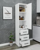 Arnetti Modera Çok Amaçlı Dolap 3 Çekmeceli Kapaklı Modern Saklama Dolabı, Mutfak Dolabı, Safirmeşe Beyaz thumbnail 3