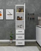 Arnetti Modera Çok Amaçlı Dolap 3 Çekmeceli Kapaklı Modern Saklama Dolabı, Mutfak Dolabı, Safirmeşe Beyaz thumbnail 5