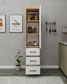 Arnetti Modera Çok Amaçlı Dolap 3 Çekmeceli Kapaklı Modern Saklama Dolabı, Mutfak Dolabı, Safirmeşe Beyaz thumbnail 3