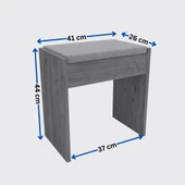 Arnetti Minpuf Dekoratif Makyaj Masası Puf, Beyaz Siyah thumbnail 5