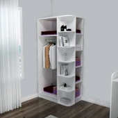 Arnetti Luses 3 Kapaklı Raflı Genç Odası Gardırop, Köşe Gardırop, Beyaz thumbnail 4