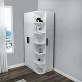 Arnetti Luses 3 Kapaklı Raflı Genç Odası Gardırop, Köşe Gardırop, Beyaz thumbnail 2