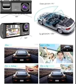 SChitec Trafik Kaydedici Dikiz Aynası | Üç Kameralı 170° Geniş Açı Full HD 1080P Araç İçi Kamera C309 thumbnail 5