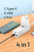 AC99A 1.5M Talent 2 Adet USB 1 Adet Type-C 1 Adet Priz PD30W Şarj Aleti thumbnail 2