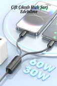 Qpen EC-IC01 1.2M Type-C to Type-C 60W ve Lightning 30W 2in1 PD Hızlı Şarj Kablosu thumbnail 2