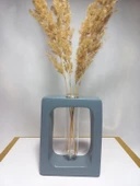 Kuru Çiçeklik Vazo,Gri ( Dikdörtgen Model ) Cam Tüplü Dekoratif thumbnail 2