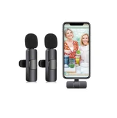 K9 Lightining Uyumlu-Gürültü Engelleme ve 20 Metre Menzilli 2 Adet Kablosuz Dijital Yaka Mikrofonu thumbnail 6