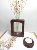 Kuru Çiçeklik Vazo, Chocolate Kahve ( Dikdörtgen Model ) Cam Tüplü Dekoratif thumbnail 5