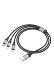 X102 Fresh 1M 2.4A 3in1 USB to Type-C / Lightning ve Micro Çıkışlı Hızlı Şarj Data Kablosu thumbnail 6