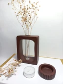 Kuru Çiçeklik Vazo, Chocolate Kahve ( Dikdörtgen Model ) Cam Tüplü Dekoratif thumbnail 4