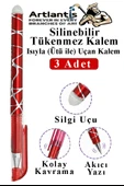 Kırmızı Silinebilir Tükenmez Kalem 3 Adet BIA Silinebilir Jel Pilot Kalem Mürekkepli Kolay Silinebilir Kumaş Kalemi thumbnail 1
