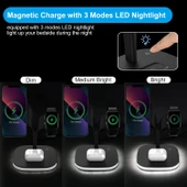 Fuchsia Yonca UD22 Kablosuz Şarj Standı 5in1 Gece Lambalı QC 15W thumbnail 6