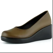 Erkan Saçmacı Mabel Ceviz Hakiki Dana Derisi Yuvarlak Burun Dolgu Topuklu Günlük Ayakkabı thumbnail 1