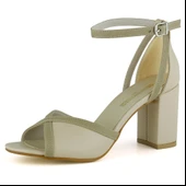 Erkan Saçmacı  Charlotte Ten Vegan Çapraz Bantlı Kalın Topuklu Zarif Abiye Ayakkabı thumbnail 1