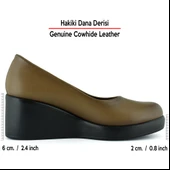 Erkan Saçmacı Mabel Ceviz Hakiki Dana Derisi Yuvarlak Burun Dolgu Topuklu Günlük Ayakkabı thumbnail 2