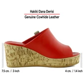 Erkan Saçmacı Fitoria Kırmızı Hakiki Dana Derisi Önü Açık Mantar Taban Görünümlü Dolgu Topuklu Terlik thumbnail 2