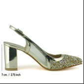 Erkan Saçmacı  Panula Exclusive Altın Taşlı Fileli Arkası Açık Abiye Ayakkabı thumbnail 2