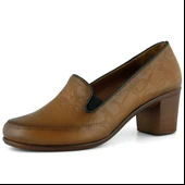 Erkan Saçmacı Camila Taba Hakiki Dana Derisi Desenli Lastikli Günlük Kalın Topuklu Ayakkabı thumbnail 1