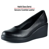 Erkan Saçmacı Mabel Siyah Hakiki Dana Derisi Yuvarlak Burun Dolgu Topuklu Günlük Ayakkabı thumbnail 7