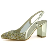 Erkan Saçmacı  Panula Exclusive Altın Taşlı Fileli Arkası Açık Abiye Ayakkabı thumbnail 1