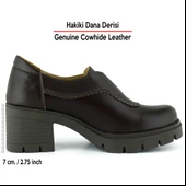 Erkan Saçmacı  Kahverengi Hakiki Dana Derisi Lastikli Saç Örgü Detaylı Kalın Topuklu Günlük Loafer Ayakkabı thumbnail 3