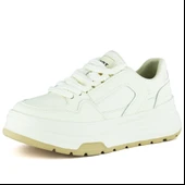 Erkan Saçmacı Beyaz Vegan Bağcıklı Yuvarlak Burun Flatform Taban Günlük Sneaker Spor Ayakkabı thumbnail 1