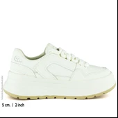 Erkan Saçmacı Beyaz Vegan Bağcıklı Yuvarlak Burun Flatform Taban Günlük Sneaker Spor Ayakkabı thumbnail 2