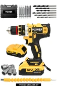 POWER BLACK Ultragüçlü 12v Darbeli Şarjlı Matkap Metal Şanzıman Bakır Sargılı Çift Akülü 17 Parça Set Powerblack thumbnail 1