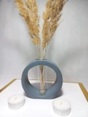 Dekoratif Vazo, Cam Tüplü,  ( Yuvarlak Model ) Gri aksesuar thumbnail 3