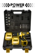 POWER BLACK 24 Parça Metal Şanzıman Çift Akülü Bakır Sargı Şarjlı Matkap Akülü Vidalama thumbnail 2