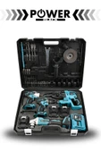 POWER BLACK Profesyonel Brushless 4'lü Set 2-26 Şarjlı Hilti-şarjlı Taşlama-13mm Şarjlı Darbeli Matkap thumbnail 2