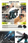 POWER BLACK Bakır Sargılı Kömürsüz Motor Darbeli Çift Akülü Şarjlı Kırıcı Delici 2-26 mm HİLTİ thumbnail 2