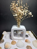 Minimal Vazo, Cam Tüplü ( Kare Model ) Dekoratif Beyaz Vazo thumbnail 2