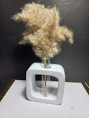 Minimal Vazo, Cam Tüplü ( Kare Model ) Dekoratif Beyaz Vazo thumbnail 4