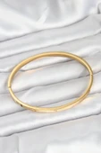 316L Çelik Gold Renk 65 mm İnce Kadın Kelepçe Bileklik - TJ-BB7915 thumbnail 2