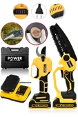POWER BLACK GERMANY 2'li Set Çift Akülü Bağ Makası ve Budama Testeresi Makinesi Sarı thumbnail 1