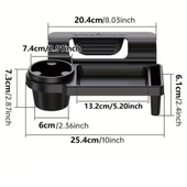 SChitec Cup Holder Oto Araç İçi Bardaklık Çok Amaçlı Organizer Telefon Tutucu Saklama Kutusu (Siyah) thumbnail 2