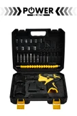 POWER BLACK Şarjlı Matkap 24v 4ah Lion Armut Batarya Metal Şanzuman Çift Akülü Vidalama 24 Parça Set Sarı thumbnail 2