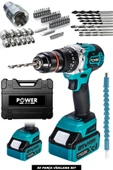 POWER BLACK Darbeli Fırçasız Motor Çift Akülü Vidalama Çelik Şanzıman Ultra Güçlü Şarjlı Matkap. thumbnail 1