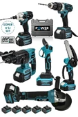 POWER BLACK Profesyonel Brushless 6'lı Set Şarjlı Hilti Şarjlı Taşlama Şarjlı Darbeli Matkap Makas Testere thumbnail 2
