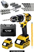 POWER BLACK Darbeli Fırçasız Motor Çift Akülü Vidalama Çelik Şanzıman Ultra Güçlü Şarjlı Matkap. thumbnail 1