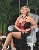 wMc Collection Büyük Beden Derin Yırtmaçlı Siyah Kırmızı Uzun Tül Gecelik thumbnail 2