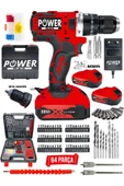 POWER BLACK ULTRA LÜKS 147 PARÇA ÇELİK MANDREL DAREBELİ ÇİFT BATARYALI MATKAP SETİ thumbnail 2