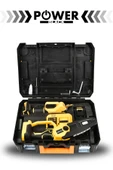 POWER BLACK GERMANY 2'li Set Çift Akülü Bağ Makası ve Budama Testeresi Makinesi Sarı thumbnail 2