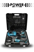 POWER BLACK 21 V 3'lü Set Hava Pompası 125mm Taşlama 800Nm Somun Sıkma Sökme MAVİ thumbnail 3