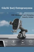 C123 15W Kablosuz Şarjlı Çift Tabanlı Araç Telefon Tutucu thumbnail 4