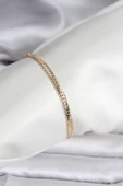 14K Gold Renk Kaplama Lazer Ezme Zincir Model CM Kadın Bileklik - TJ-BB8130 thumbnail 1